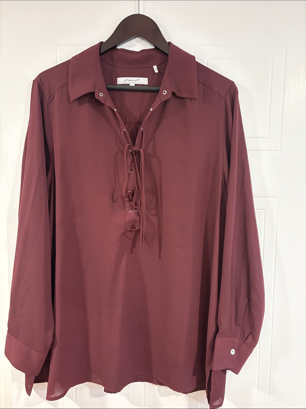 Foxcroft Burgundy Lace-Up Blouse